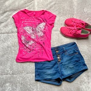 Pink Butterfly Short Sleeve Shirt